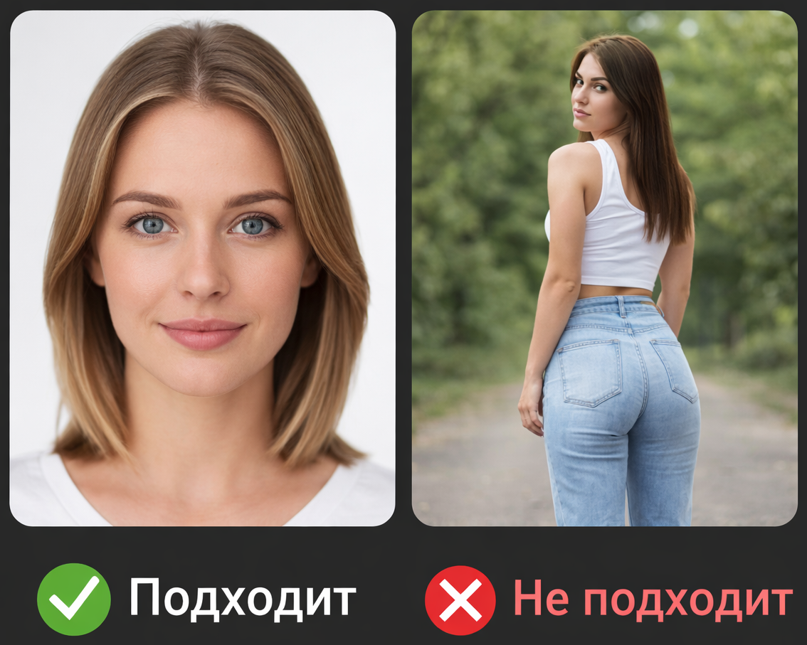 Пример подходящего фото лица